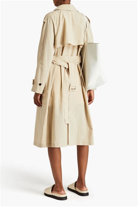 Textured Crepe Belted Trench Coat 